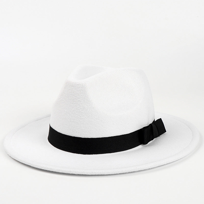 Woolen Fedora Hat Men's And Women's Big Brim Top Hat Felt Hat