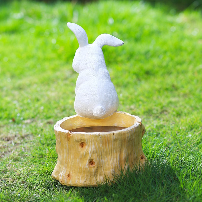 Outdoor sleeping rabbit meat flowerpot living room floor decoration