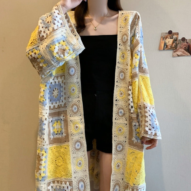 Loose Bohemian Crocheted Hollow Out Sweater Coat