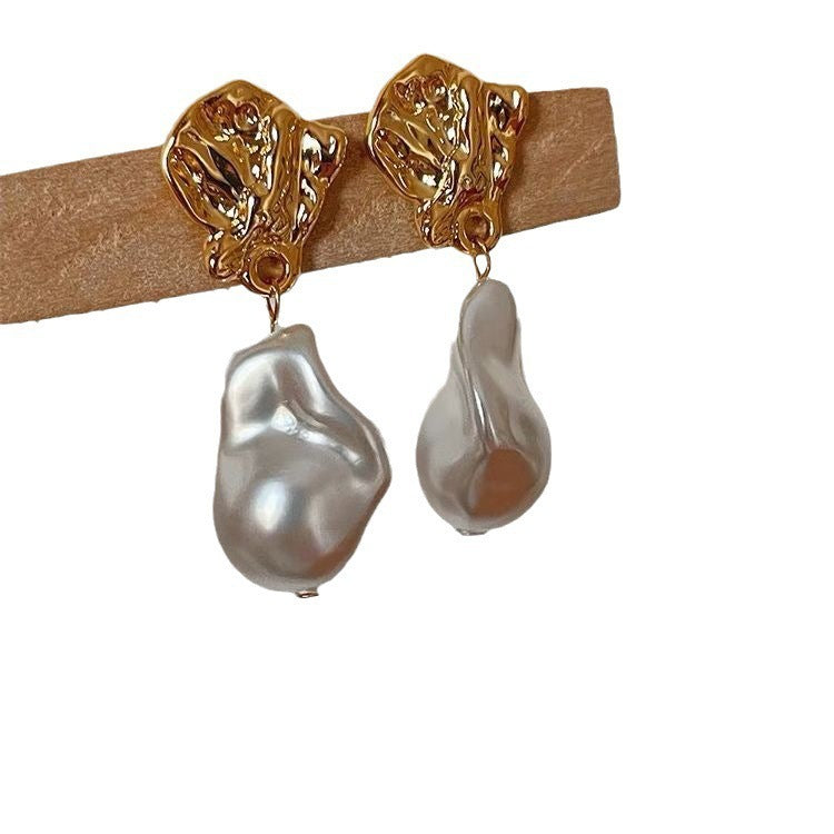 Silver Needle Irregular Shaped Bright Ear Studs