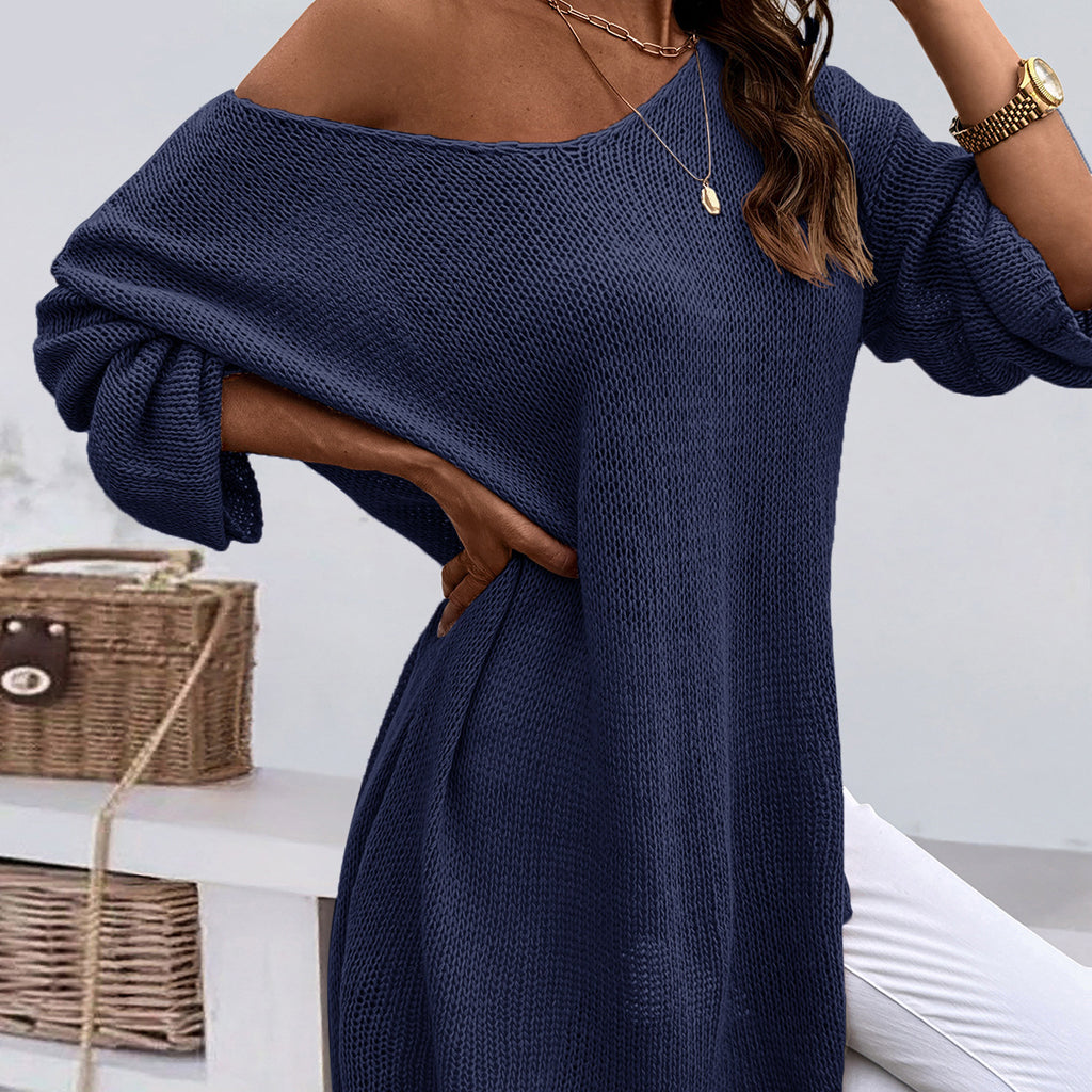 Fashion V-neck Pullover Plus Size Women's Knitted Sweater