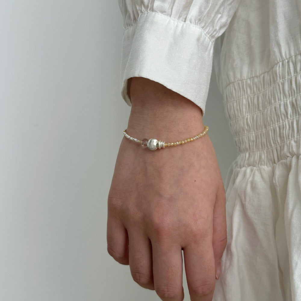 Women's Small Pieces Of Silver Brushed Ball Bracelet Design