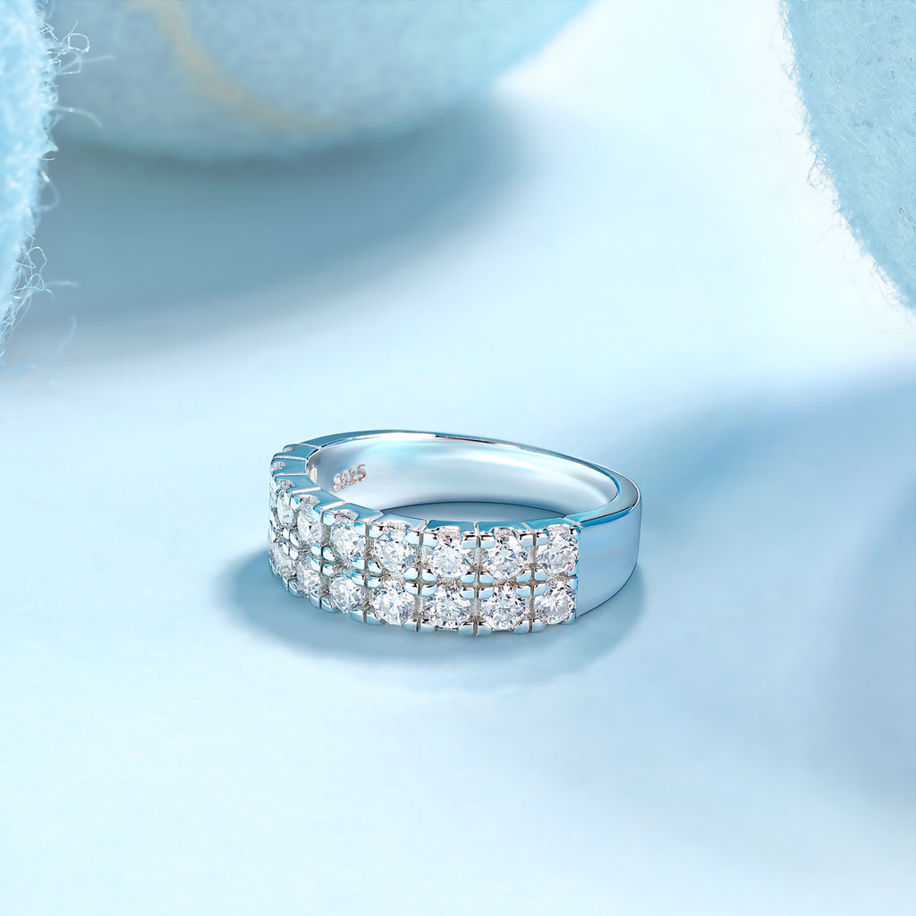 Starry Sky - A Wedding Ring Set With Top-quality Moissanite S925 Silver And Platinum-plated Diamond Can Be Inspected With A Diamond Pen