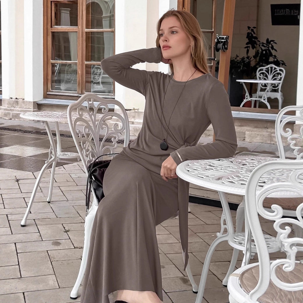 Women's Elegant Retro Crew Neck Dress Two-piece Set