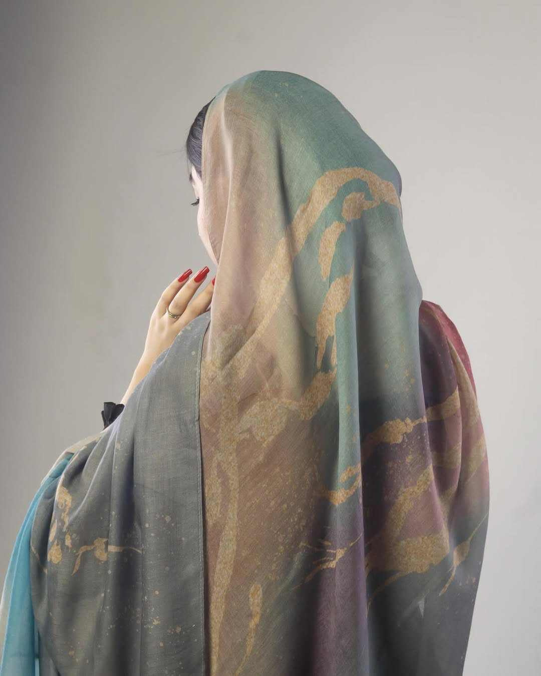 Watercolor Series Satin Polyester Ethnic Shawl