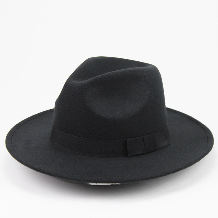 Woolen Fedora Hat Men's And Women's Big Brim Top Hat Felt Hat