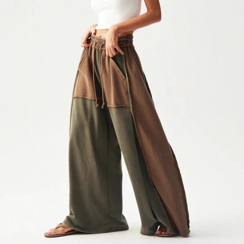 Cotton Casual Loose Japanese Style Retro Minority Splicing Design Casual Pants
