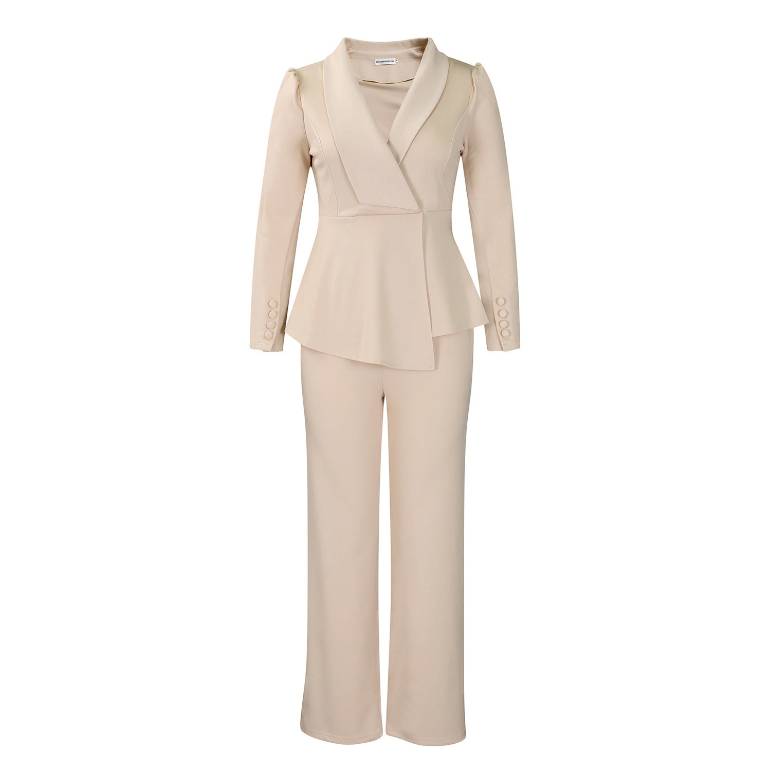 Ruffled Long-sleeved Top Wide-leg Pants Suit