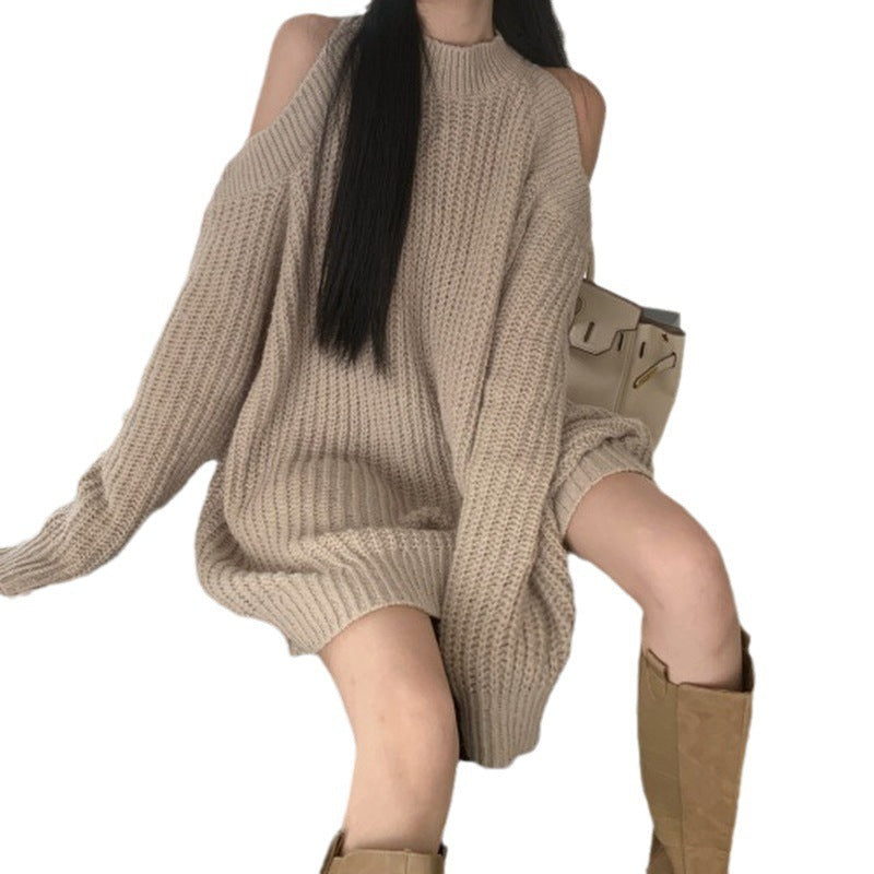 Knitwear Women's Korean-style Commuter Thick Needle Ripped Mid-length Women's Sweater Top