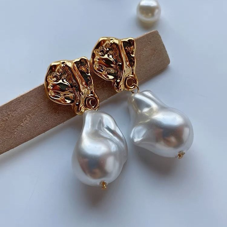 Silver Needle Irregular Shaped Bright Ear Studs