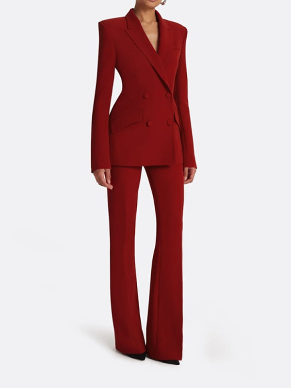 Red Double-Breasted Blazer And Trousers 2-Piece Suit
