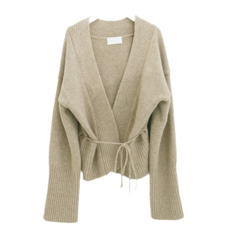 Autumn And Winter Lazy Wind Net Infrared Wear V-neck Knitted Cardigan Sweater