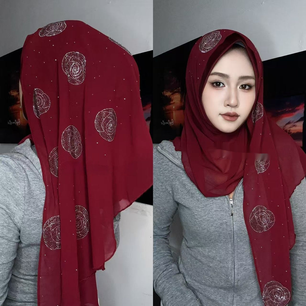 Scarf Rose Rhinestone Wrap Towel