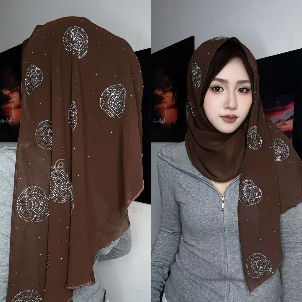 Scarf Rose Rhinestone Wrap Towel