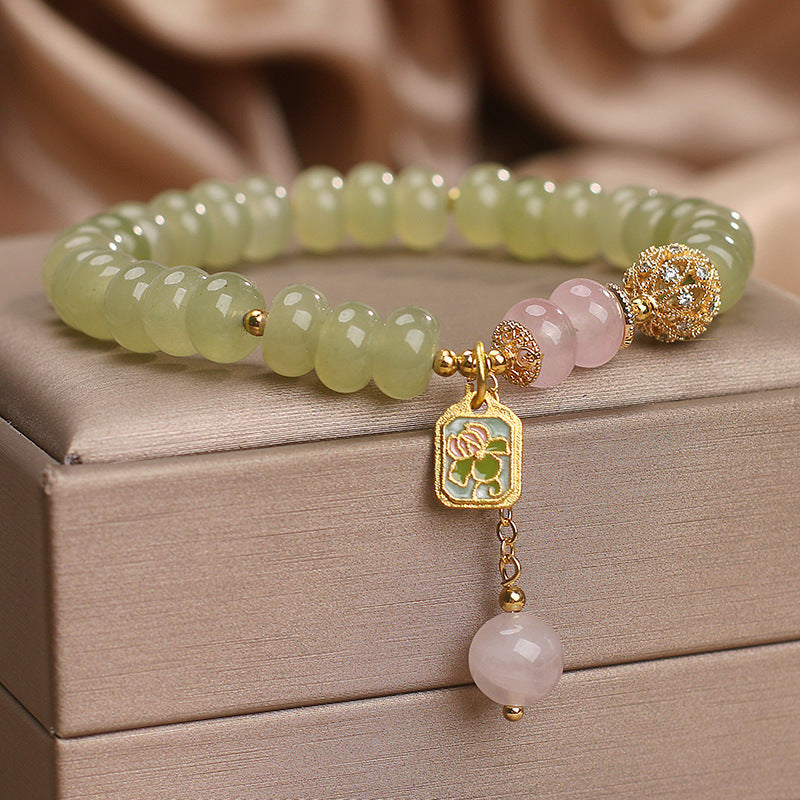 Natural Green Tourmaline Abacus Beads Crystal Bracelet For Women