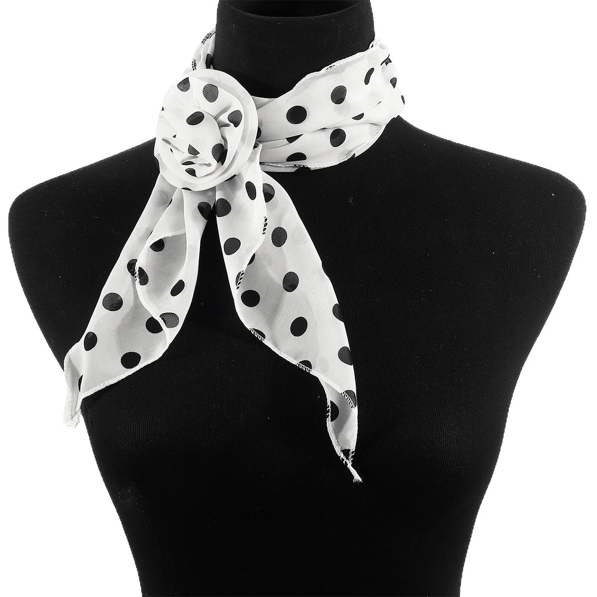 Silk Scarf Strip High-grade Leopard Print Polka Dot Rose
