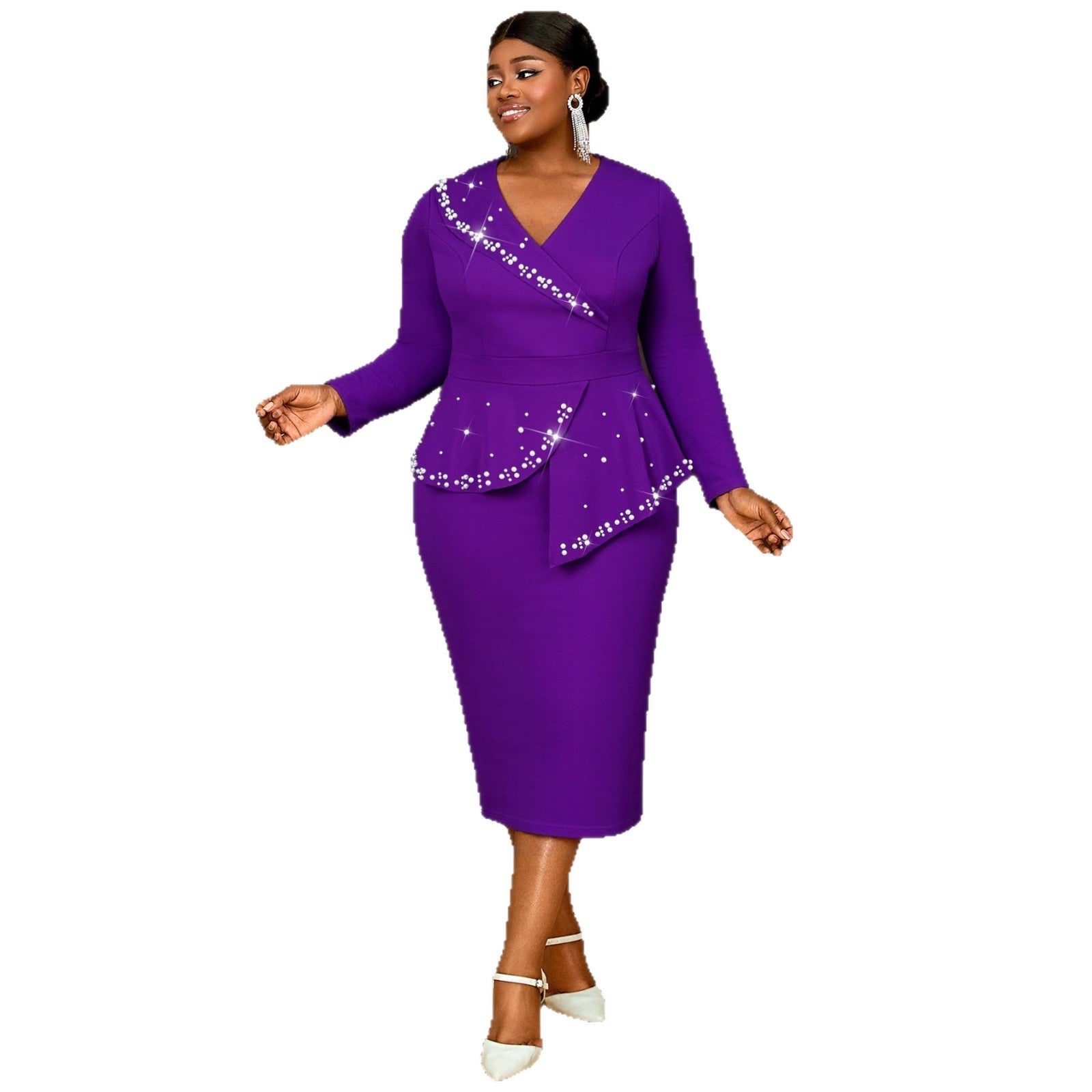 Women's Clothing V-neck Long-sleeve Dress