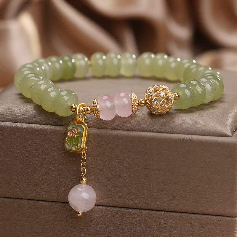 Natural Green Tourmaline Abacus Beads Crystal Bracelet For Women