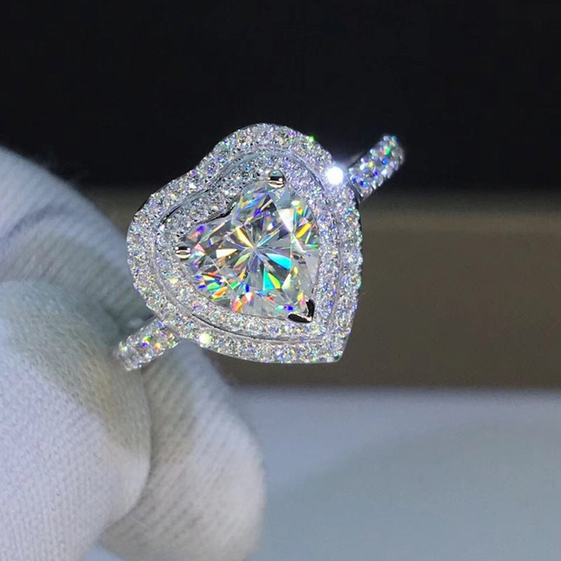 Fashion Heart Shaped Zircon Ring
