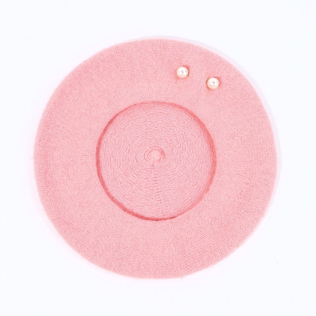 Woolen Large Pearl Decoration Beret Women's Fall Winter Fashion
