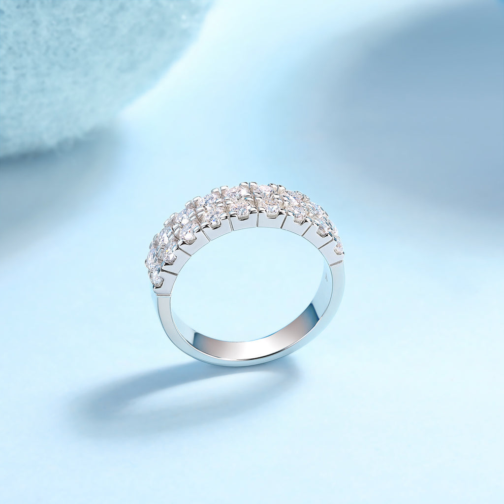 Starry Sky - A Wedding Ring Set With Top-quality Moissanite S925 Silver And Platinum-plated Diamond Can Be Inspected With A Diamond Pen