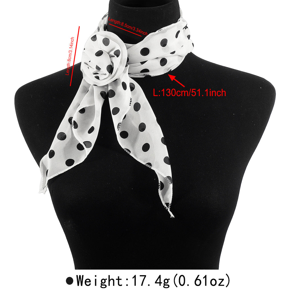 Silk Scarf Strip High-grade Leopard Print Polka Dot Rose