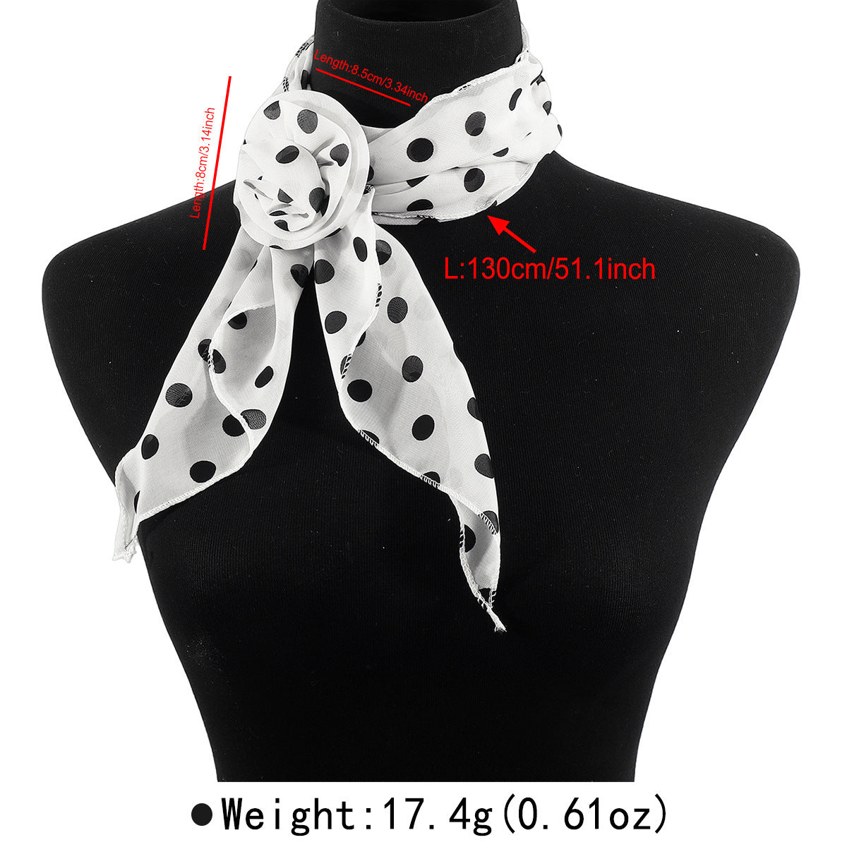 Silk Scarf Strip High-grade Leopard Print Polka Dot Rose