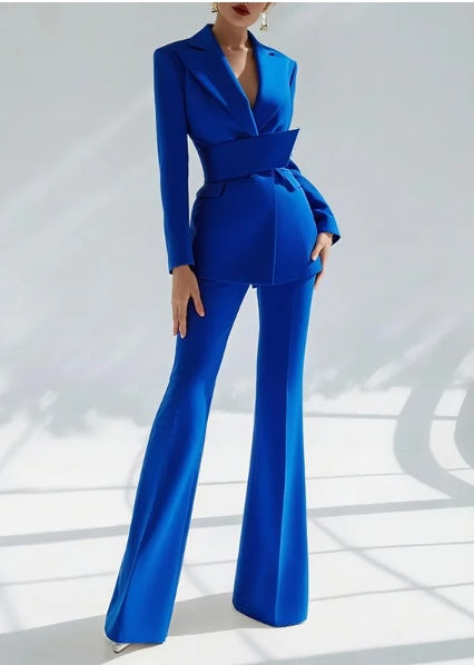 Sapphire Blue Suede Vintage 2-Piece Suit