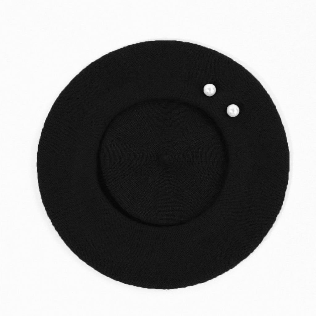 Woolen Large Pearl Decoration Beret Women's Fall Winter Fashion
