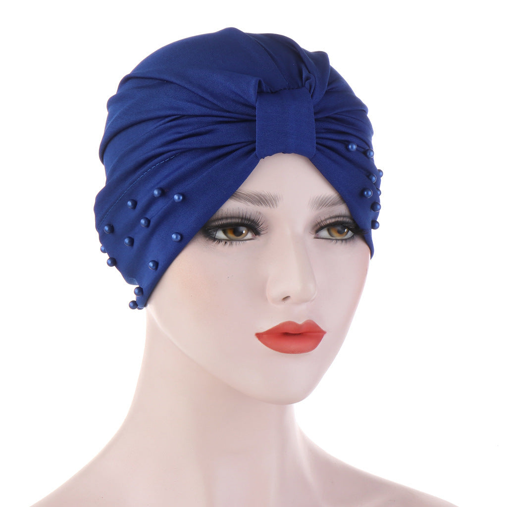 Beaded Tam-o'-shanter Muslim Solid Color Women's Base Small Hat