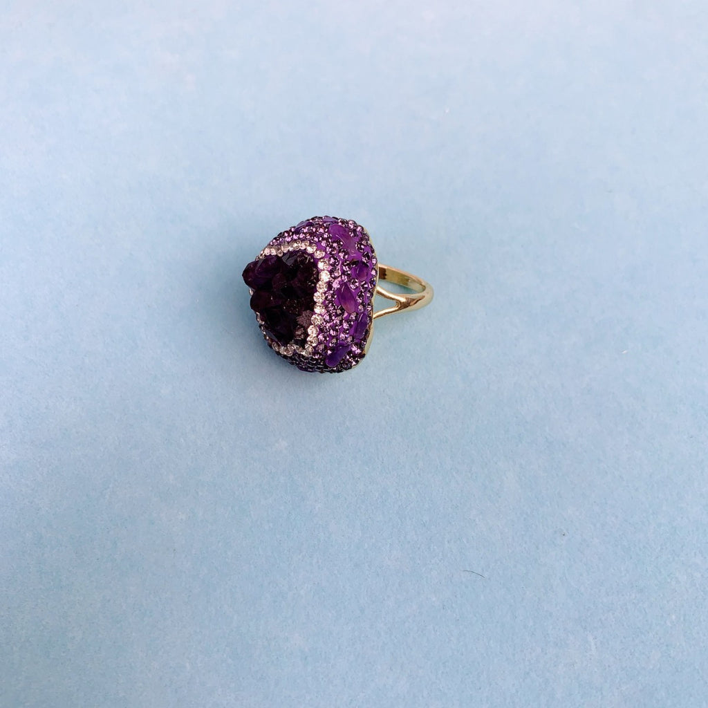 Natural Uruguay Amethyst Open Adjustable Ring