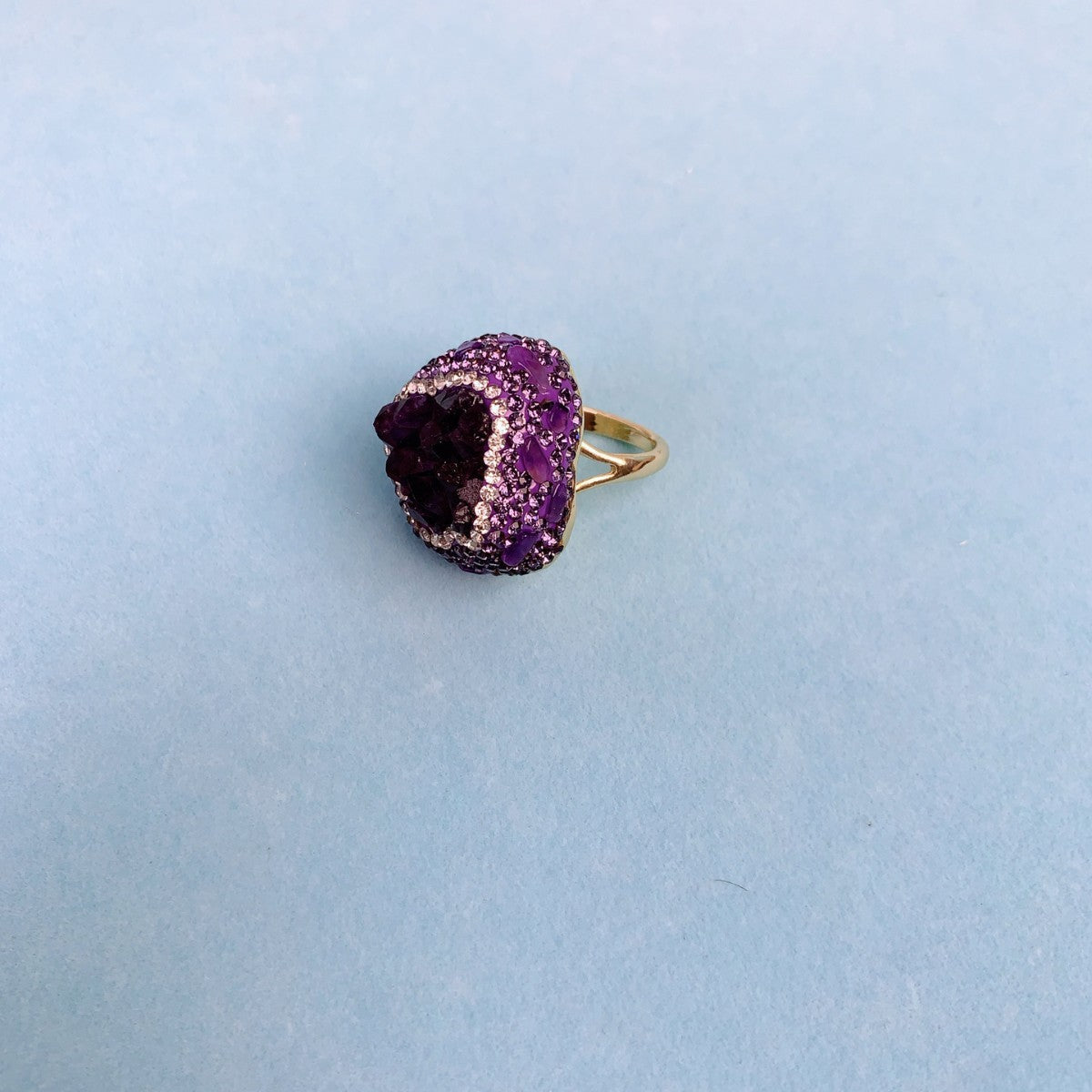 Natural Uruguay Amethyst Open Adjustable Ring