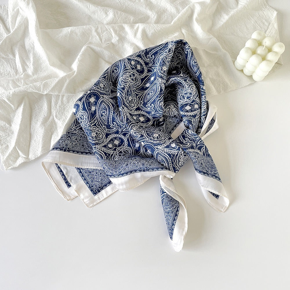 Silk Scarf Black Paisley Belt Decorative Waist Seal Hair Band