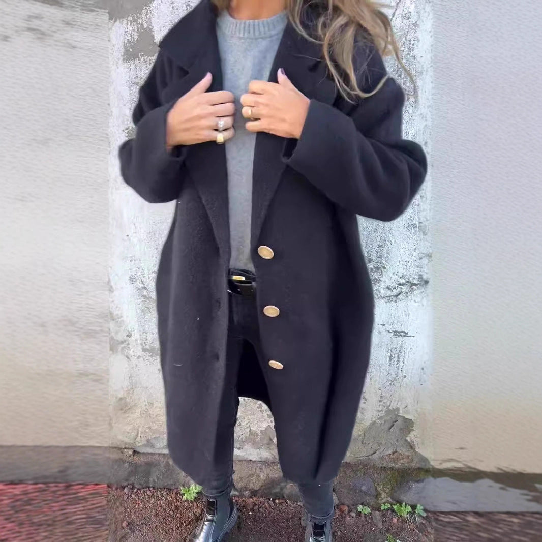 Women's Fall And Winter Lapels Long-sleeved Casual Jacket