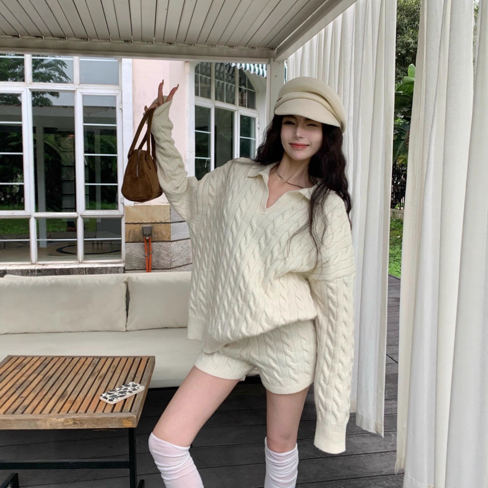 Loose And Lazy Style Top Shorts Fashion Suit