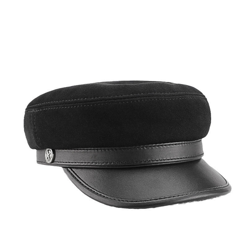 Sheepskin Suede British Net Red Tide Retro Peaked Cap