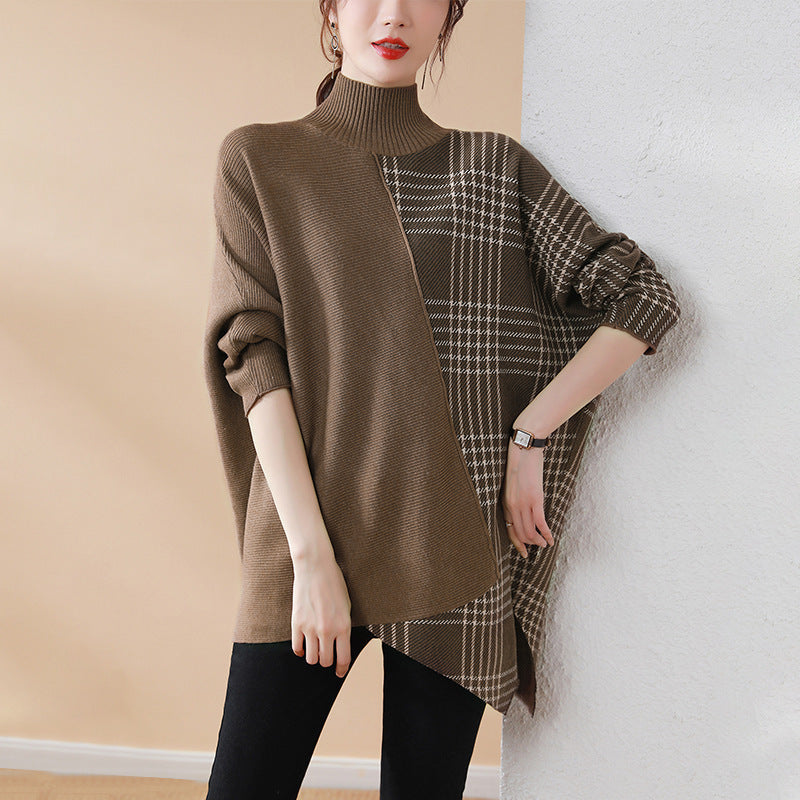 Polyester Women's Batwing Sleeve Mid-length Sweater