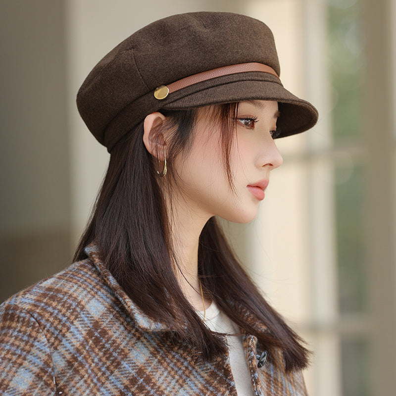 British Style Retro Easy Matching Haijun Hat Peaked Cap Beret