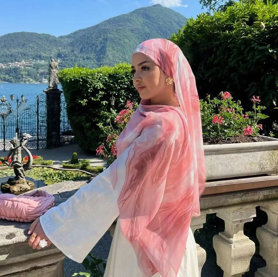 Watercolor Series Satin Polyester Ethnic Shawl