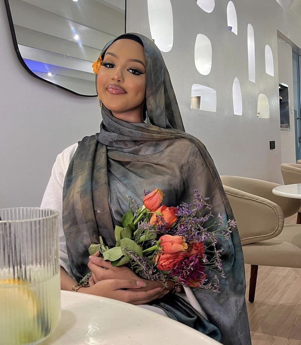 Watercolor Series Satin Polyester Ethnic Shawl