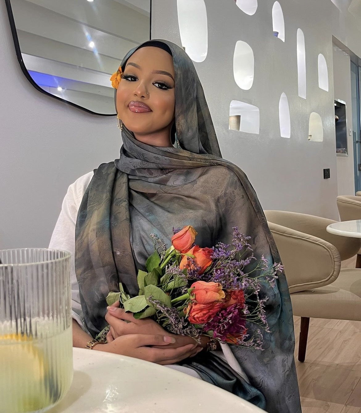 Watercolor Series Satin Polyester Ethnic Shawl