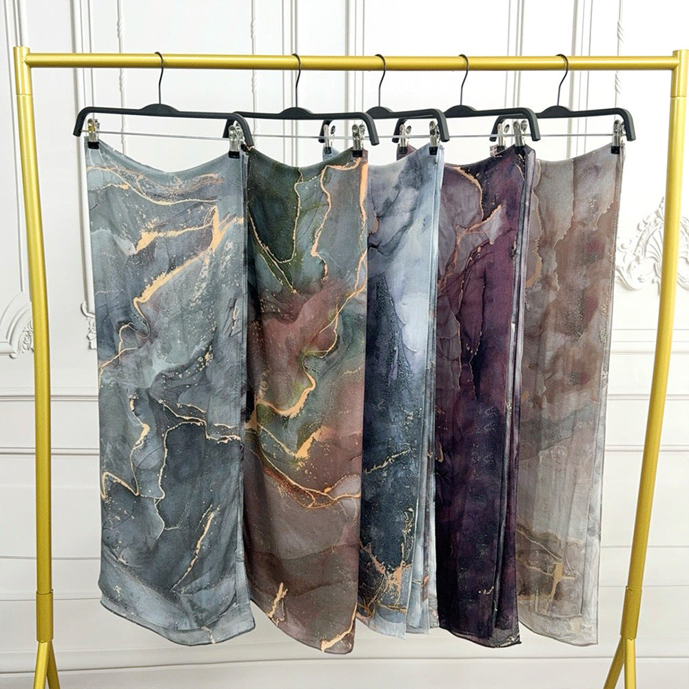 Modal Cotton Headscarf Marble Digital Printing