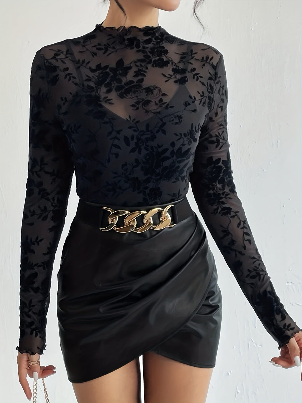 Single Layer Bra-free Stand-collar Gauze Undershirt