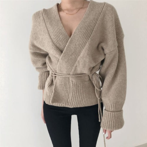 Autumn And Winter Lazy Wind Net Infrared Wear V-neck Knitted Cardigan Sweater