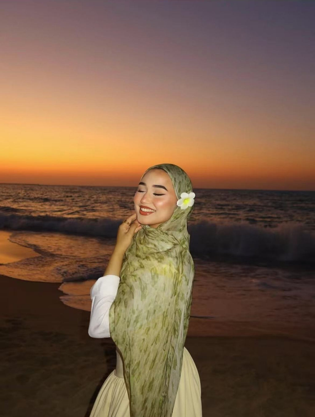 Watercolor Series Satin Polyester Ethnic Shawl