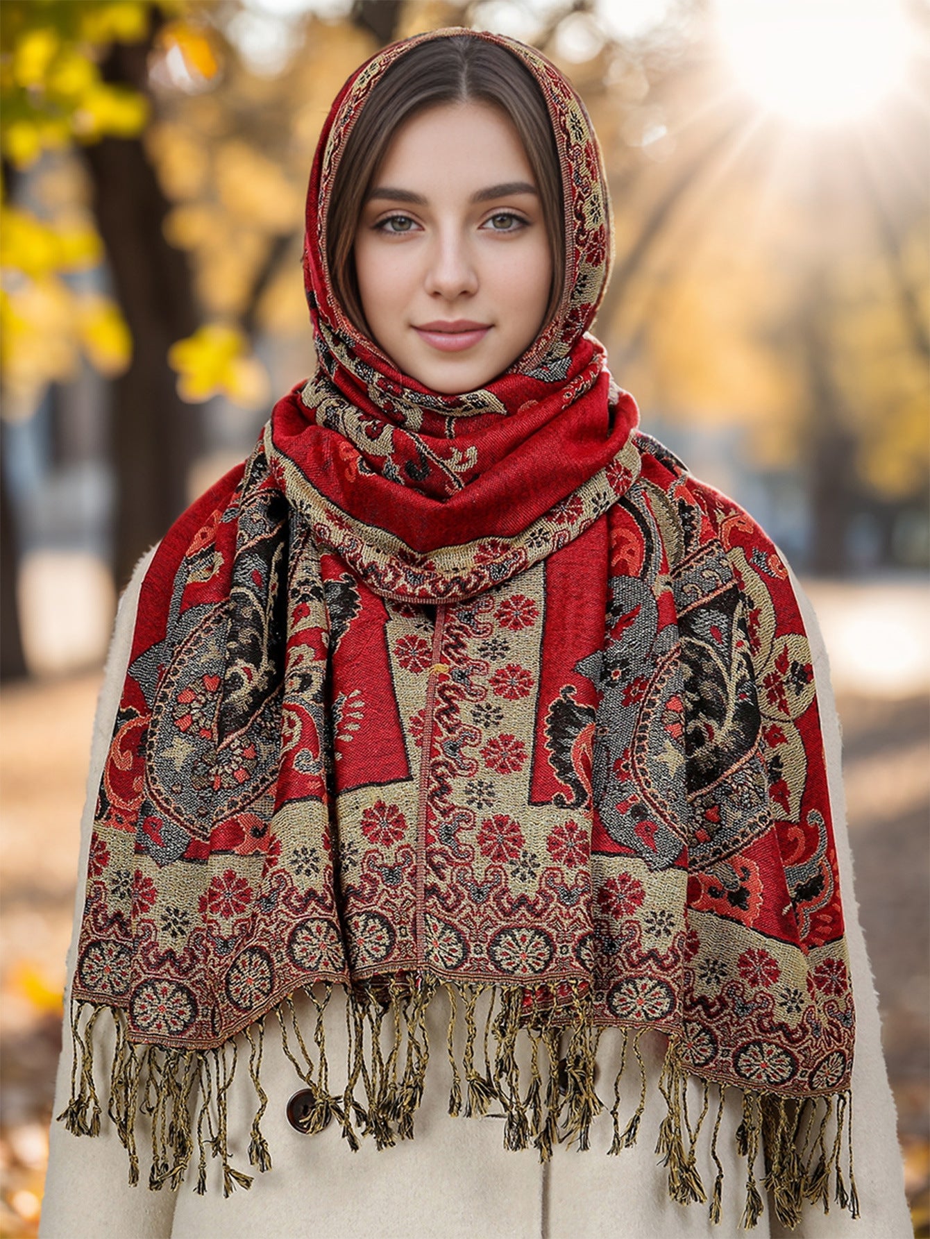 Best Seller In Europe And America Popular Ethnic Style Cashew Pattern Tassel Scarf