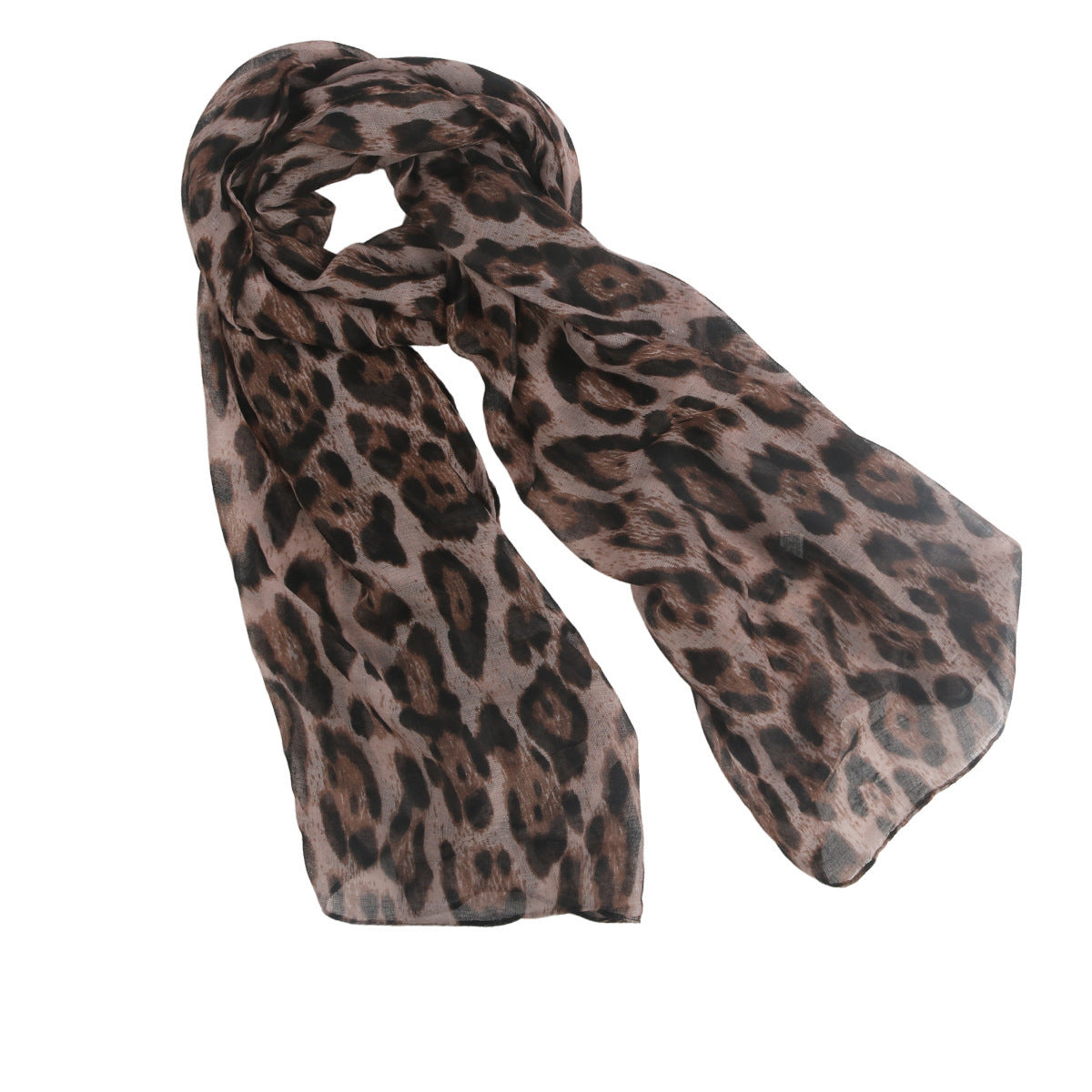Printed Classic Leopard Pattern Flat Women's Toe Cap Scarf Silk Scarf