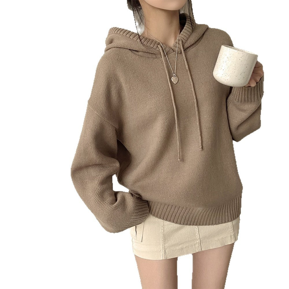 Korean Style Sweater Idle Style Solid Color Thick Long Sleeves Lantern Sleeve Sweater