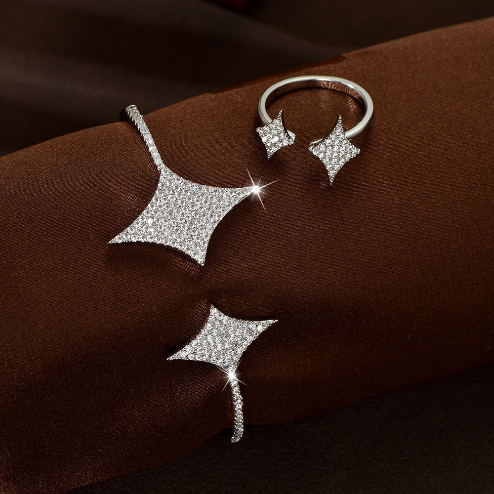 Simple Full Micro-paved Walewise Extension Jewelry Set Star Bracelet