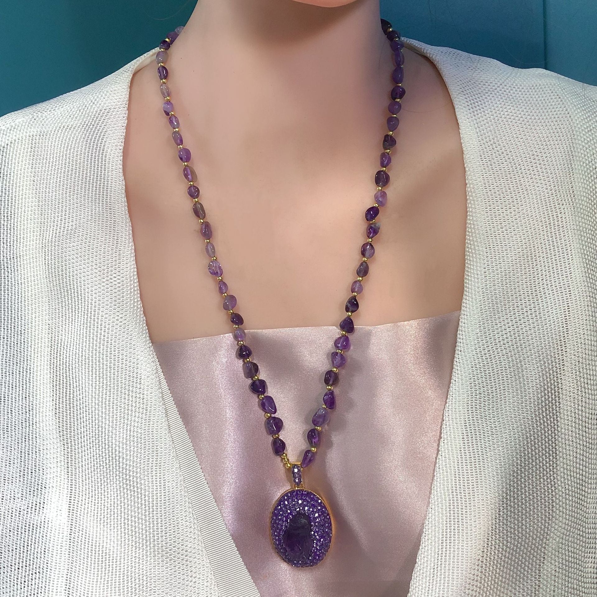 Original Ore Shaped Amethyst Fashion Necklace